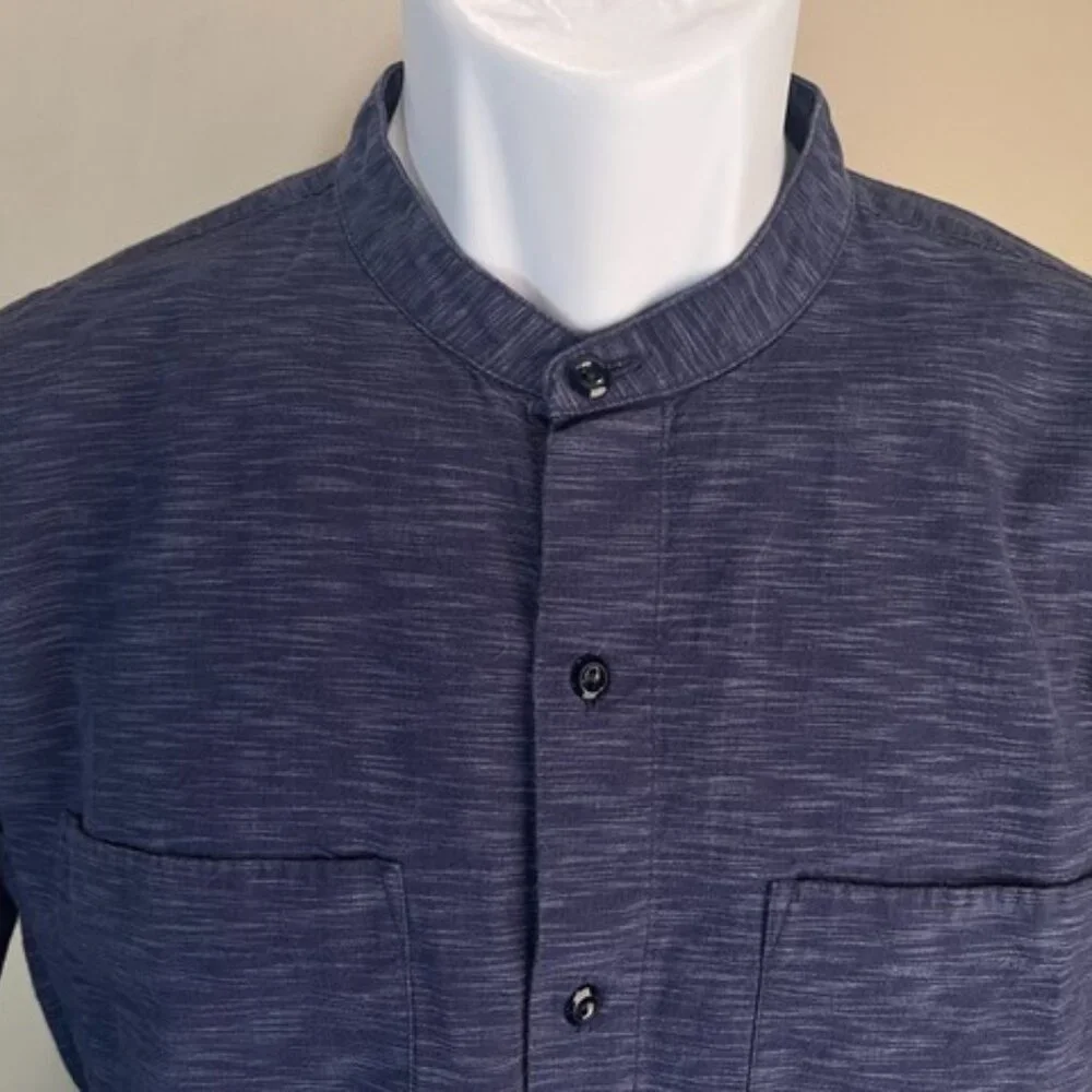 👔 Bonobos Men’s Blue Flecked Banded Collar Slim Fit Shirt M EUC ✨